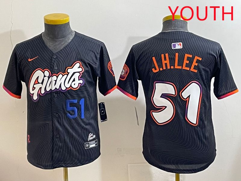 Youth San Francisco Giants #51 J.H.Lee Black Joint Name 2025 Nike MLB Jersey style 4